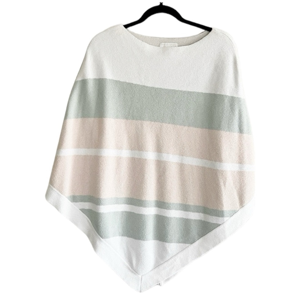 Barefoot Dreams Cozy Chic Ultra Lite Ocean Breeze Poncho Pink Striped poncho